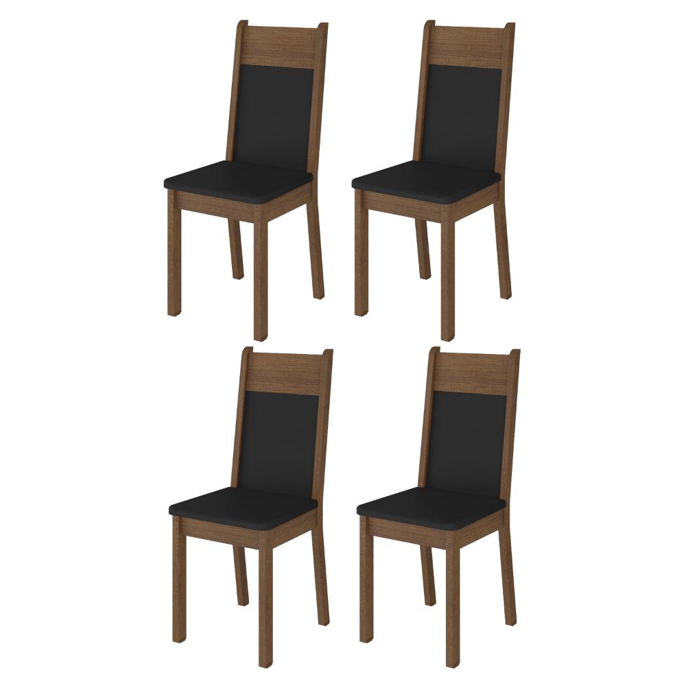 Kit 4 Cadeiras de Jantar 4280 Madesa Rustic/Preto - Home & Living
