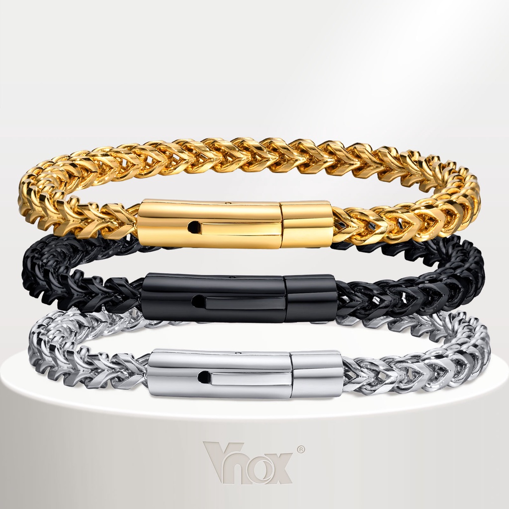 Vnox 6MM Pulseiras De Corrente De Ligação De Trigo De Aço Inoxidável Para Homens Jóias De Pulseira Masculina em Oferta na Shopee