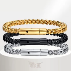 Vnox 6MM Pulseiras De Corrente De Ligação De Trigo De Aço Inoxidável Para Homens Jóias De Pulseira Masculina