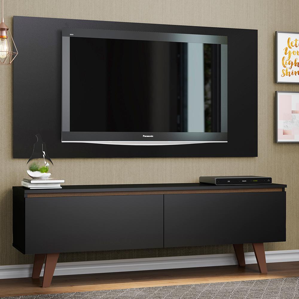 Rack Madesa Le Mans e Painel para TV até 55 Polegadas 2 Portas - Preto - Home & Living