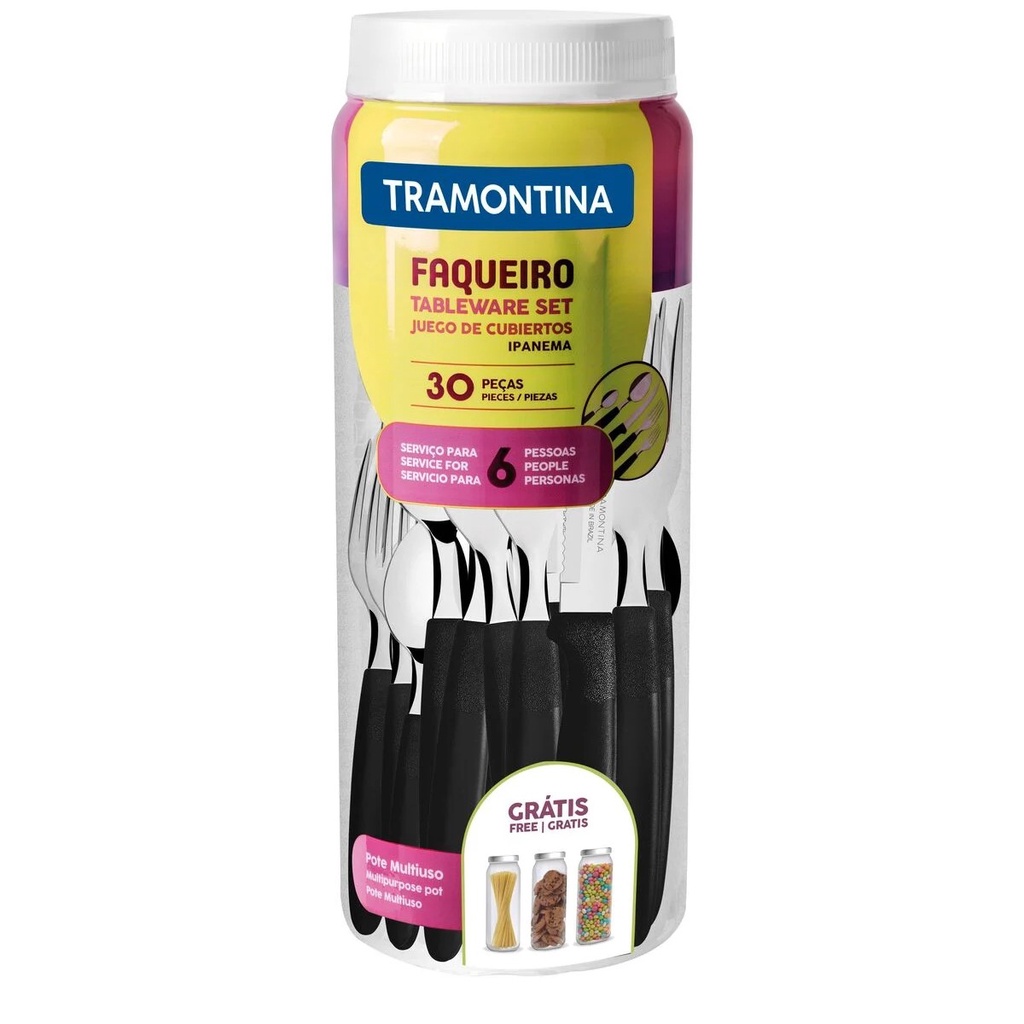 Detalhes do Faqueiro Ipanema 30 Peças Com Lâmina de Aço Inox Preto Tramontina - 23398088