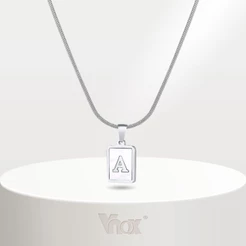 Vnox Prata Letra Capa Colar , 26 De Corrente De Cobra Redonda Inicial Para Mulheres Homens