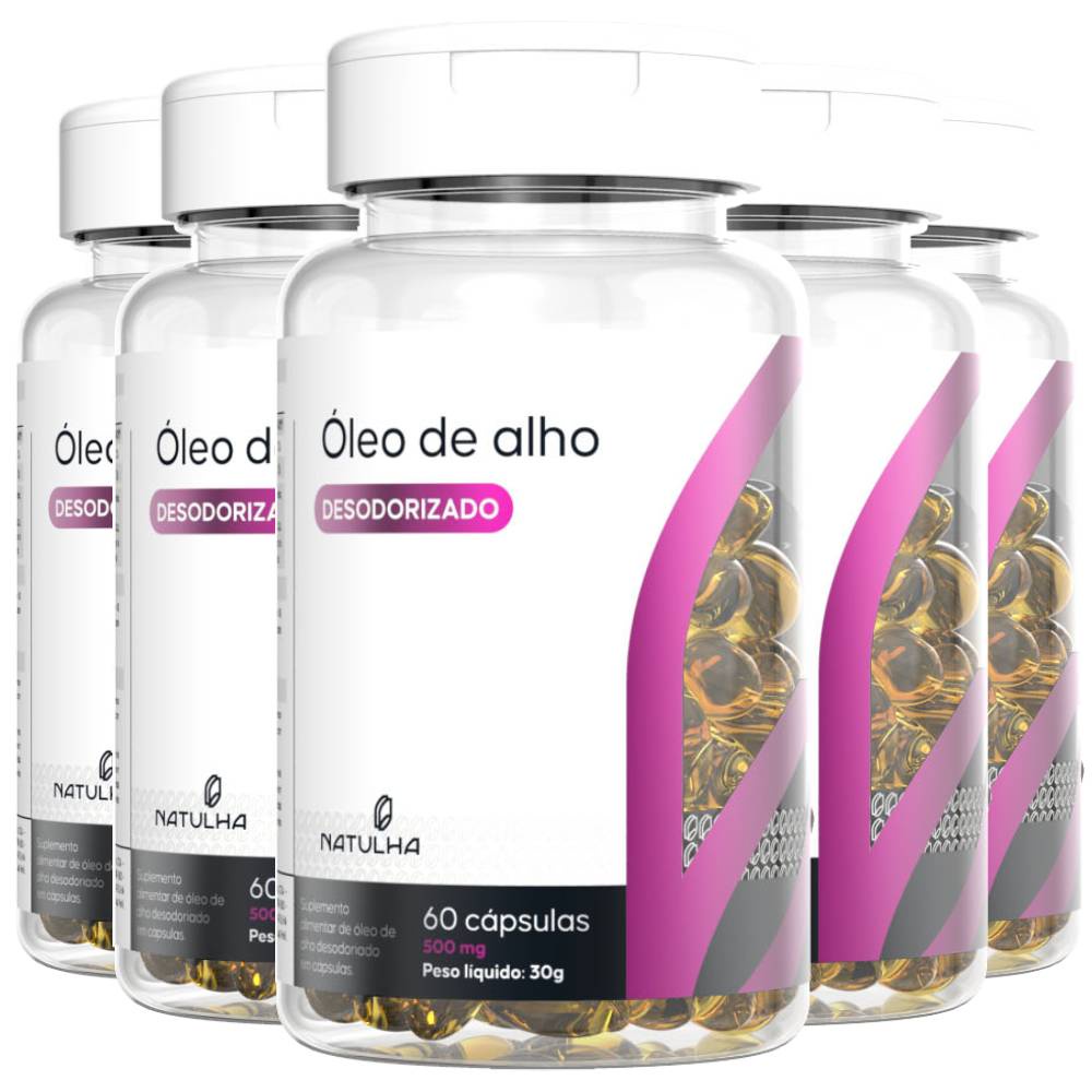 KIT 5x Óleo de Alho Desodorizado (Sem Cheiro) 500mg 60 cápsulas - Natulha