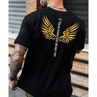 Camiseta Masculina Balada Asas Estampa nas Costas Frases Motivacional A Vida me ensinou a lutar pelo oque é meu