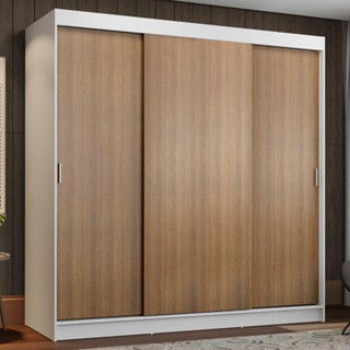 Guarda-Roupa Casal Madesa Reno 3 Portas de Correr - Branco/Rustic