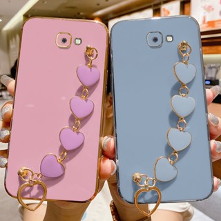Capas De Celular Samsung Galaxy J4 + J4 Plus J4 J6 J7 Prime J2 Pulseira Coração Macaron Revestimento Estojo Para Câmera Com Furo Fino