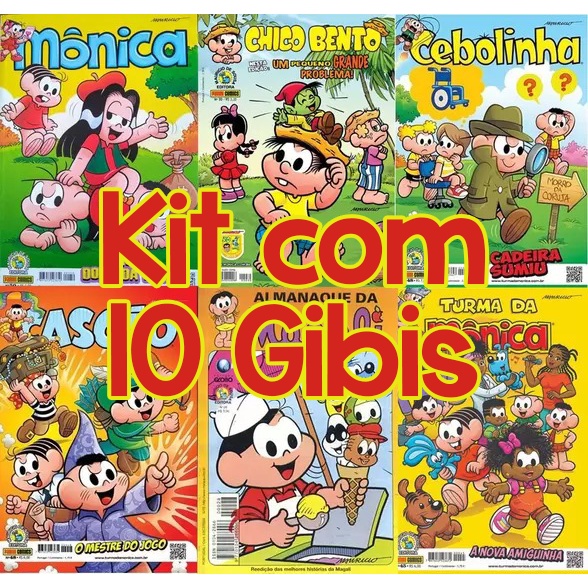 Menor Preço - Kit 10 Gibis Turma Da Mônica Novos Sem Repetição - Cascão/Cebolinha/Chico Bento/Magali/Mônica/Turma da Mônica