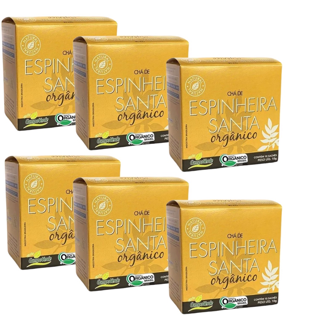 Kit 6cx Chá de Espinheira Santa – Orgânico (60 sachês) – Campo Verde em Oferta na Shopee