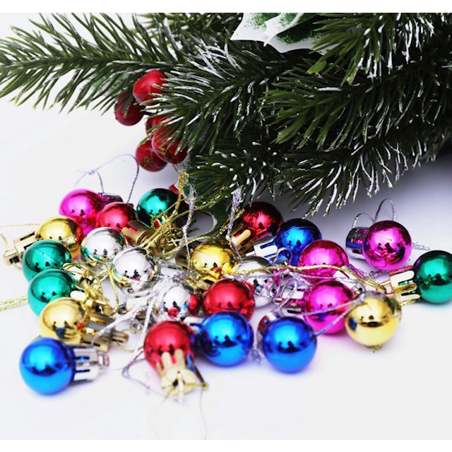 Kit 12 Mini Bolas 2 Cm Pendurar Árvore Natal Para Decoração(10020)