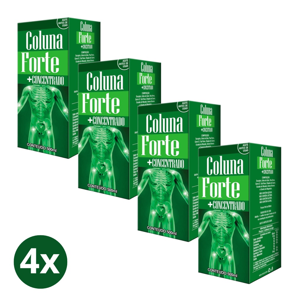 Kit com 04 Unidades Coluna + forte concentrado 500ml cada - Escorrega o ...