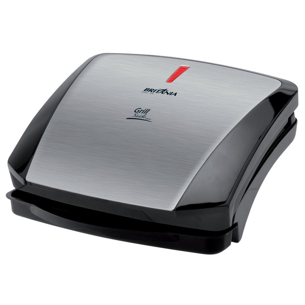 GRILL BRITANIA 220V INOX 1200W - C/ LUZ INDICADORA E BANDEJA COLETORA