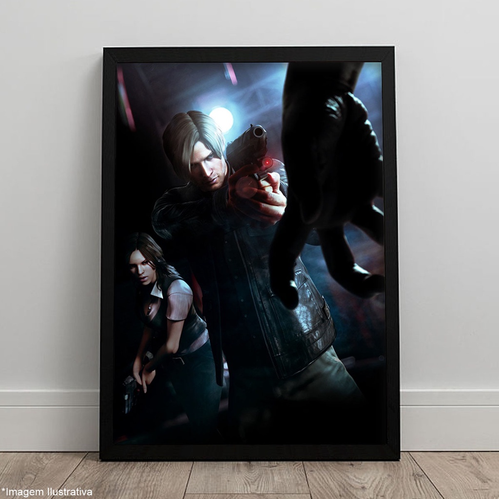 Quadro Resident Evil 6 Leon Chris Jake Jogo Geek Gamer Pôster C/ Moldura A3