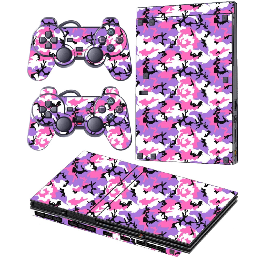 Skin PS2 Slim R2 Playstation Adesivo Pelicula Protetora Camo Lilac