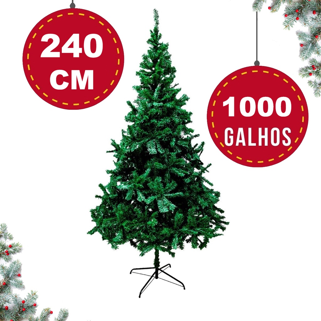 ARVORE DE NATAL 240CM 1000 GALHOS CHEIA | Shopee Brasil