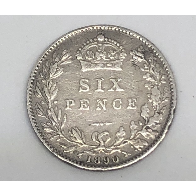 MOEDA DO REINO UNIDO 6 PENCE 1890 PRATA