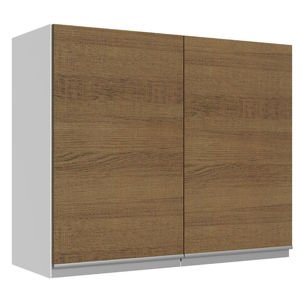 Armário De Cozinha Aéreo 100% MDF 80 cm 2 Portas Branco/Rustic Acordes Madesa - Home & Living