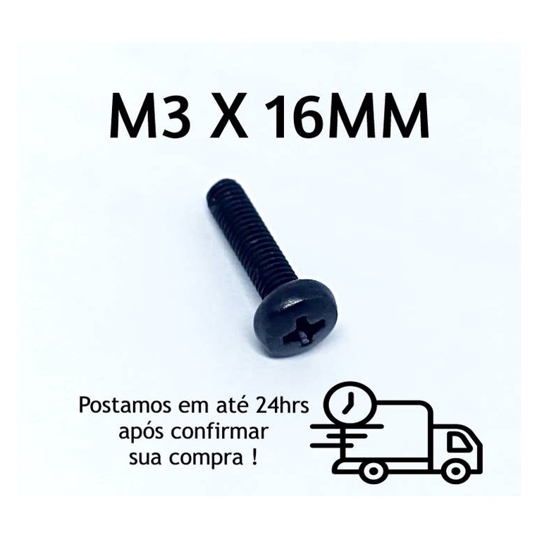 Parafuso Panela Phillips M3 X 16mm Oxidado Preto — imagem 2 de 2