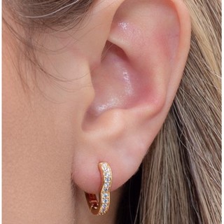 Um par Argolas de Brincos Pequeno Folheados com Strass Alta Qualidade strass Lindo
