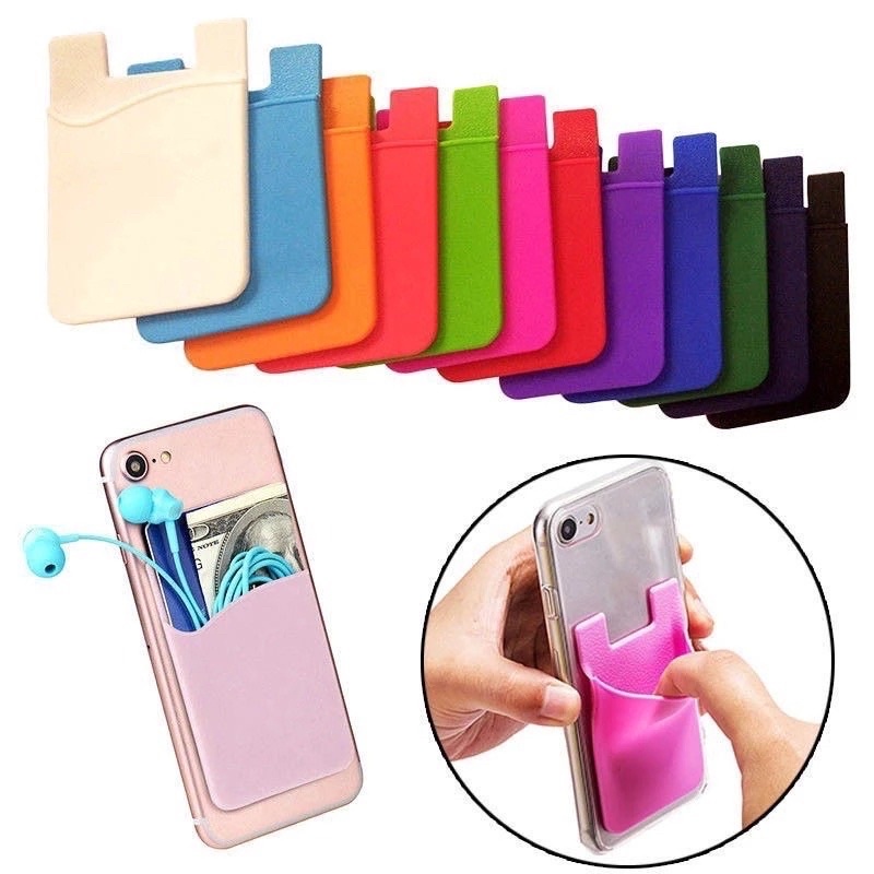Porta cartão adesivo para celular de silicone Varias cores