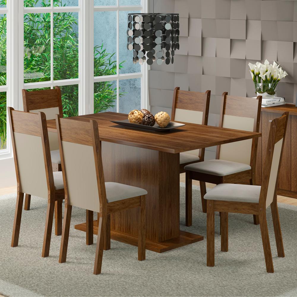 Conjunto Sala de Jantar Lousiana Madesa Mesa Tampo de Madeira com 6 Cadeiras em Oferta na Shopee