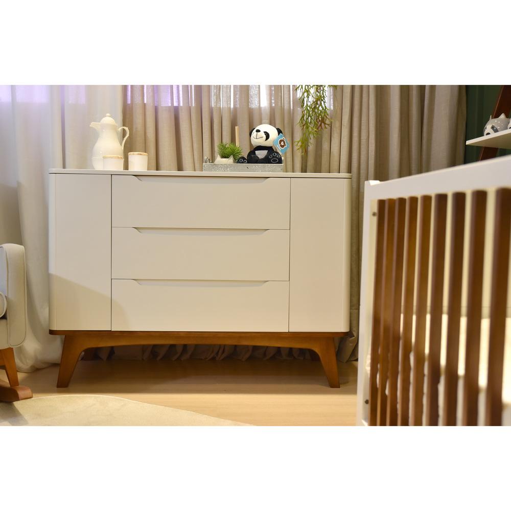 Cômoda Infantil 3 Gavetas 2 Portas Multimóveis CR40019 Branco Acetinado/Mel - Home & Living
