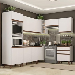 Cozinha Completa de Canto Madesa Reims 462002 com Armário e Balcão - Branco