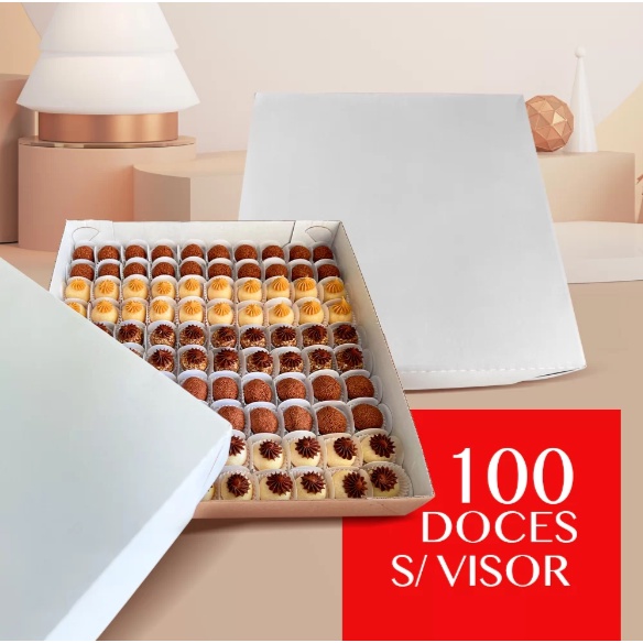 10 Caixas Para 100 Doces Sem Visor Branca Para transporte J 2916