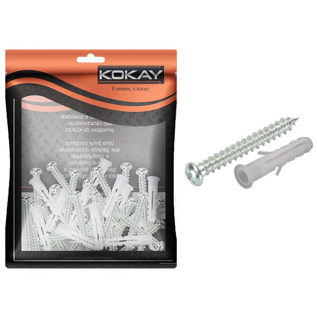 Kit Parafuso Com Bucha 6mm Pacote Com 20 Unidades - Kokay | Shopee Brasil