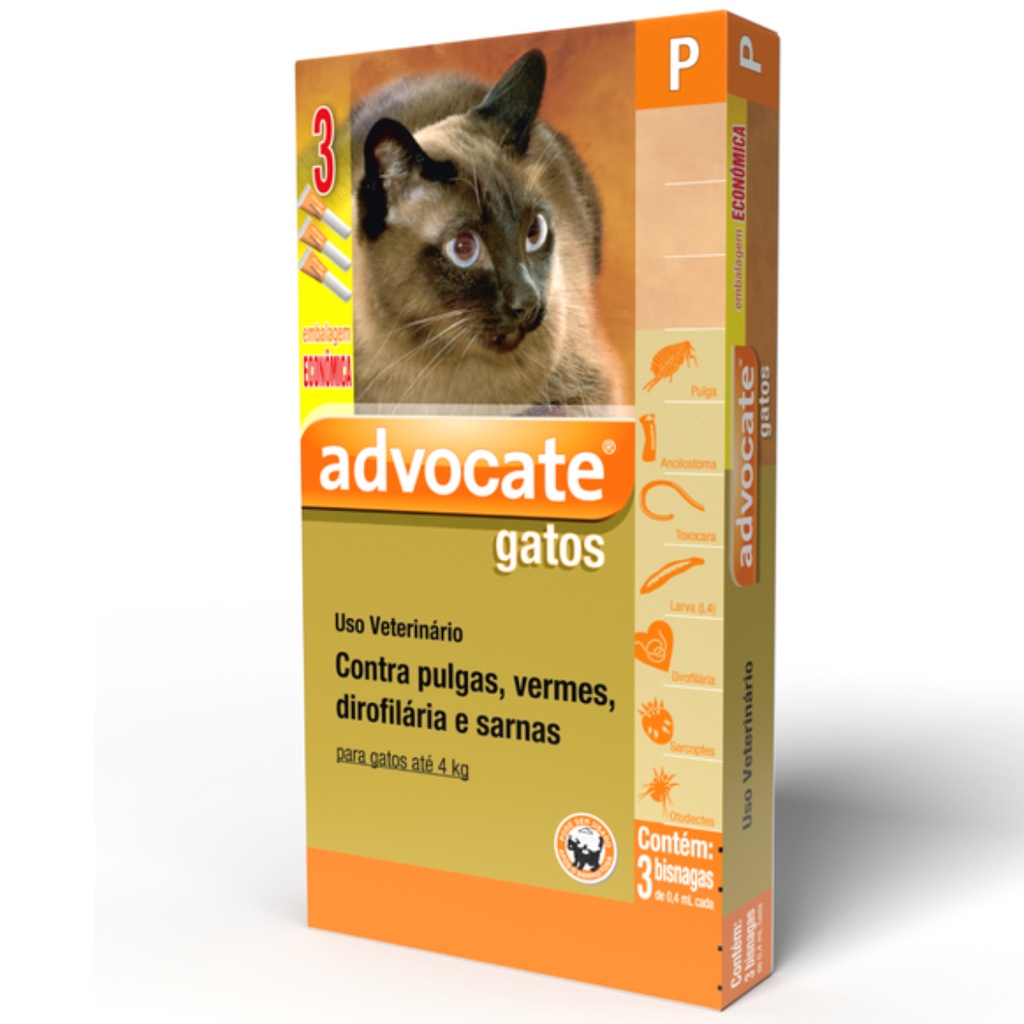 Antipulgas Advocate Para Gatos Até 4 Kg Combo 3 Pipetas