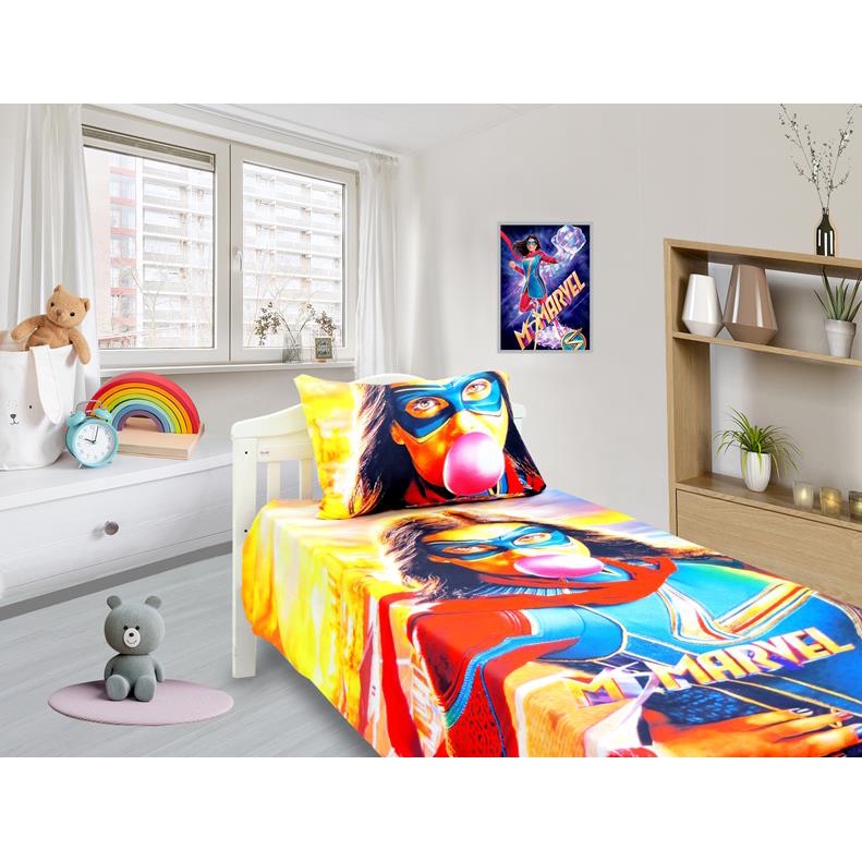Jogo De Lençol E Fronha Ms. Marvel Kit 2pçs, Cobreleito