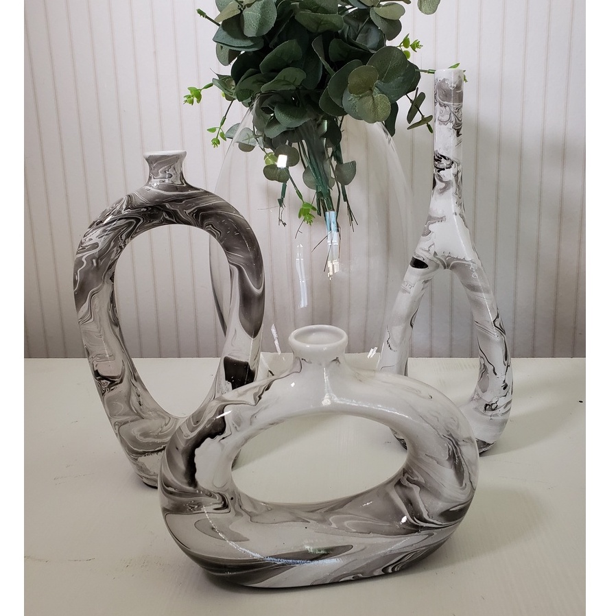 Decoração Kit 3 Trio  vaso decorativo decoracao sala enfeite mesa centro rack vasos decorativos para aparador de cerâmica enfeites dupla para sala decoracao de mesa