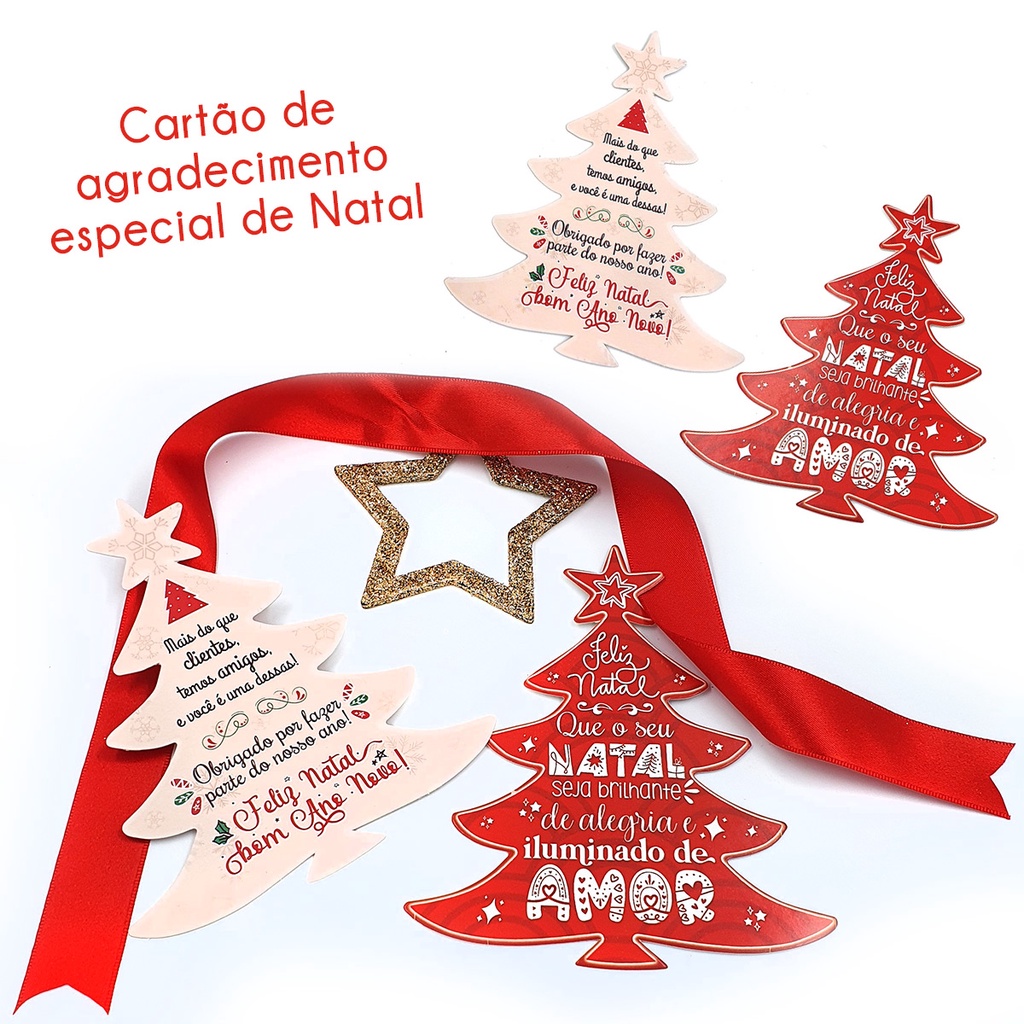 Cartão de agradecimento especial de Natal (formato de árvore) TAG de Natal  Grande (13 x 11,5cm) | Shopee Brasil