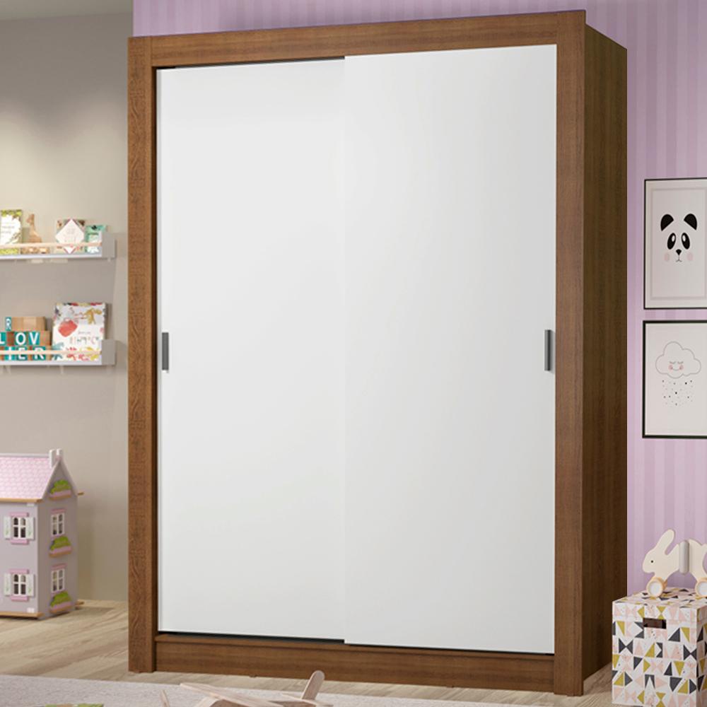 Guarda-Roupa Infantil Madesa Theo 2 Portas de Correr 4 Gavetas - Rustic/Branco