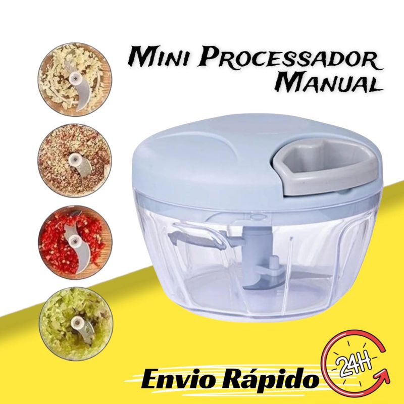 Mini Processador de Alimentos Manual Triturador 3 LÂMINAS 300ml (Cores enviadas Sortidas)