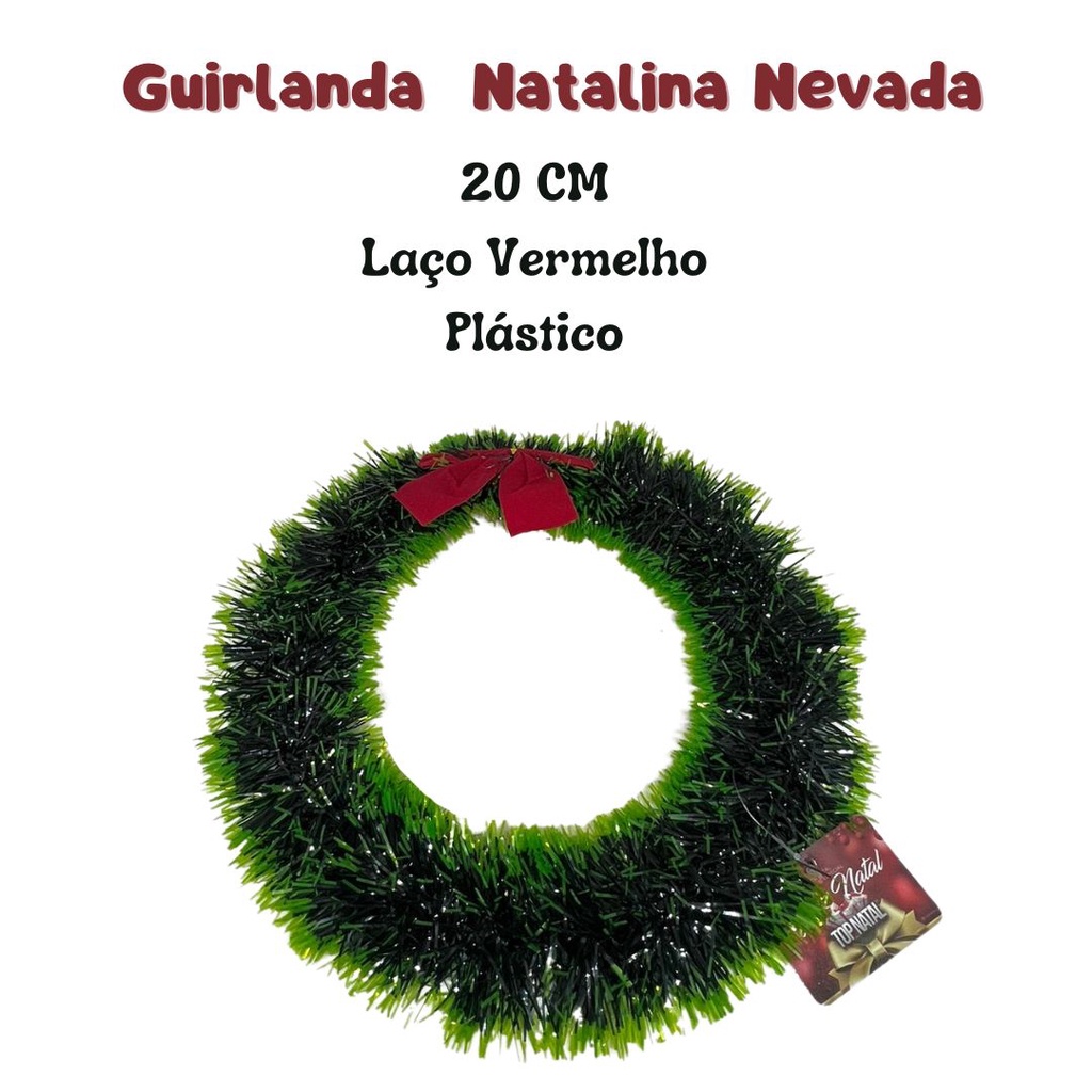 Guirlanda Festão Nevada Verde para porta com Laço Vermelho 20cm Enfeite de  Natal Decoração Natalina | Shopee Brasil