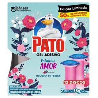 Detergente Sanitário Pato Gel Adesivo Bouquet de Flores Primeiro Amor 38g 50% desc à cada 2 unidade