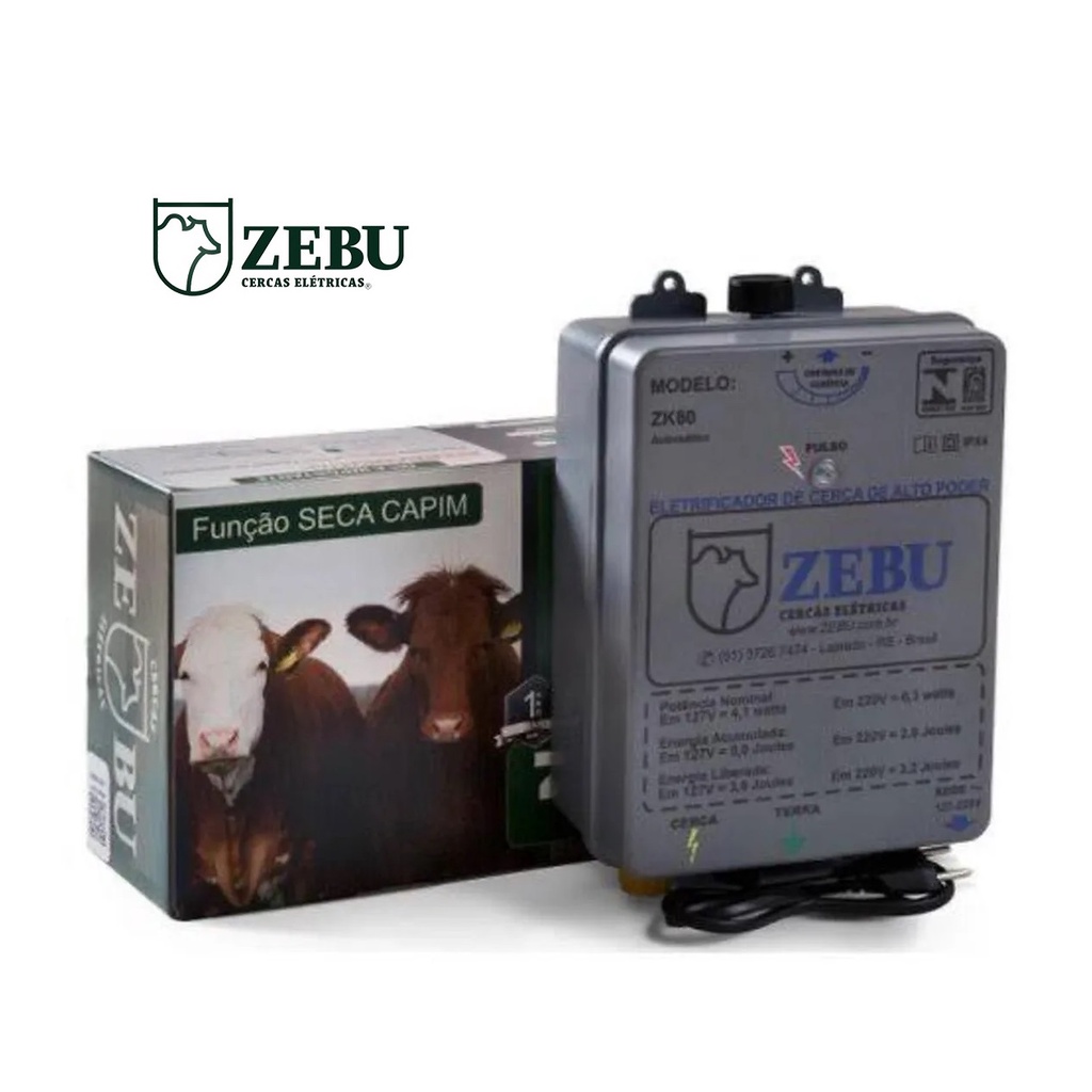 Eletrificador Zebu ZK80 Aparelho Choque Cerca Eletrica Rural