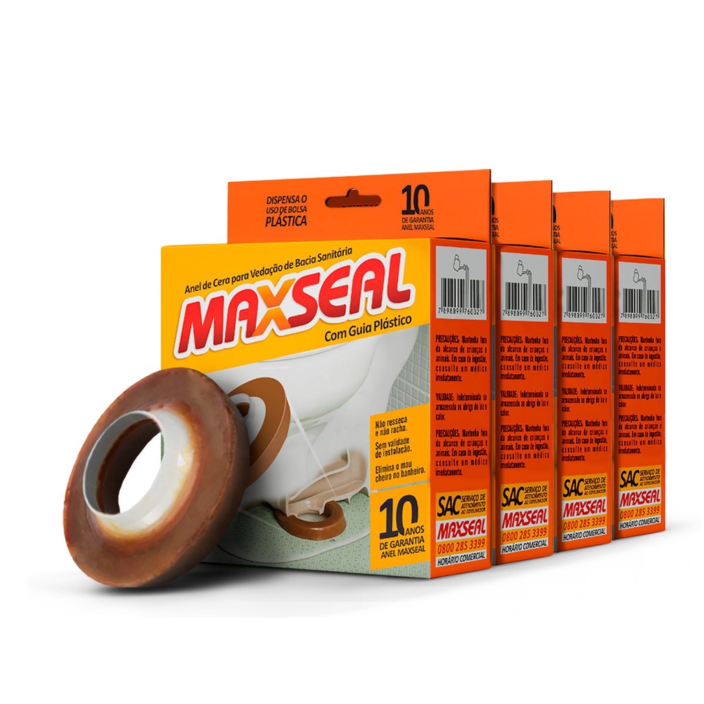 Kit 4 Caixas de Anel de Cera com Guia para Vedação de Bacia Sanitária
