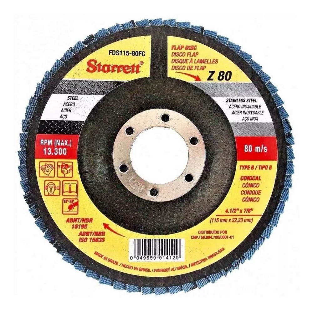 DISCO LIXA FLAP 115MM (4.1/2) P/METAL GR080 STARRETT FDS115-80FC em Oferta na Shopee