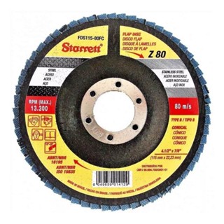 DISCO LIXA FLAP 115MM (4.1/2) P/METAL GR080 STARRETT FDS115-80FC