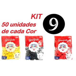 kit balões Pic Pic  N°9 50 Vermelho +50 Amarelo+ 50 Preto em Oferta na Shopee