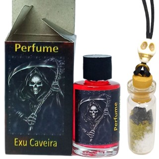 Kit Perfume e Patuá Exú Caveira Amuleto Proteção Defesa contra Inveja Energias Negativas Mau Olhado Olho Gordo Patua Exu Umbanda Candomble Magia Astral