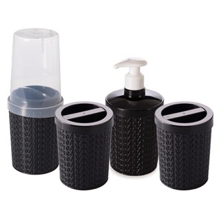 Kit Trama 4 Unidades Plasutil Utensilio de Banheiro Lavabo