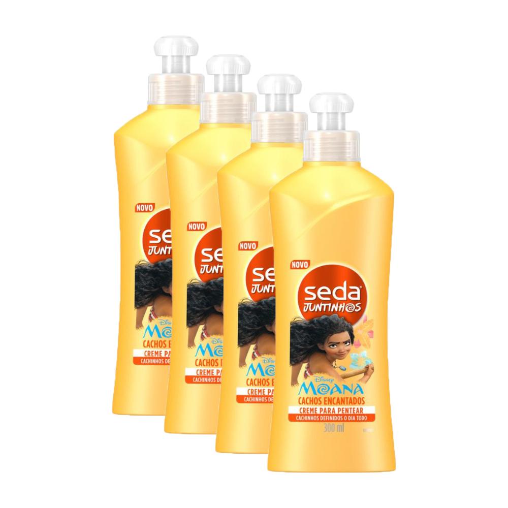 Kit 4 Cremes para Pentear Seda Infantil Moana Juntinhos Cachos Encantados 300ml