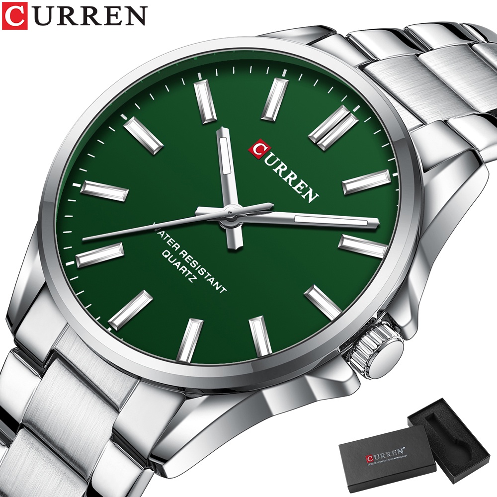 Marca Superior Relógio Masculino Original CURREN Moda Simples Casual Esportes Luminoso De Aço Inoxidável Quartzo Impermeável 9090 Com Caixa