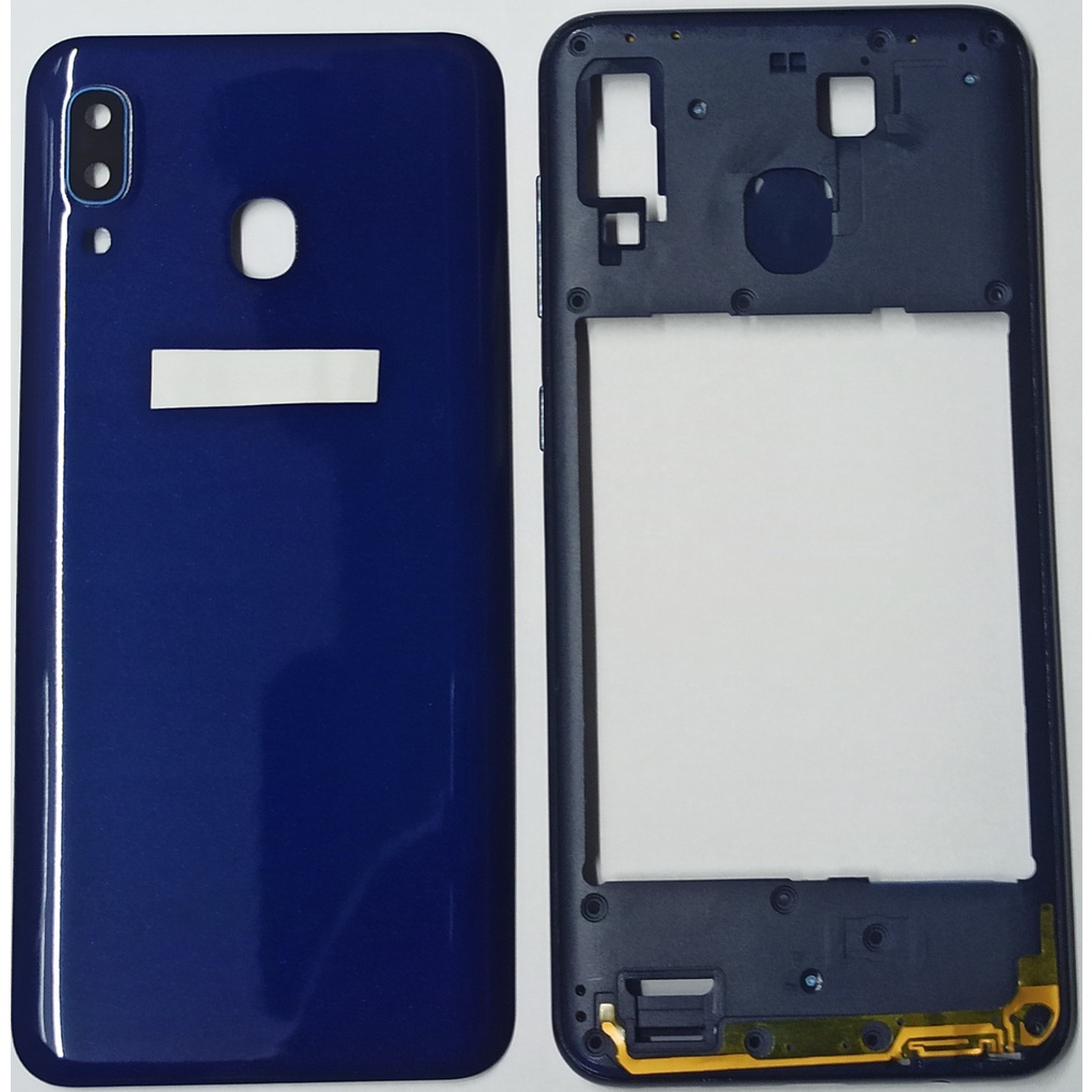 Aro Lateral com Botões mais Tampa Traseira com Lente  A20 Sm-a205g Azul ( envio imediato )