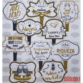 10 plaquinhas para fotos de ano novo reveilon 2023 cod 01 em Oferta na Shopee