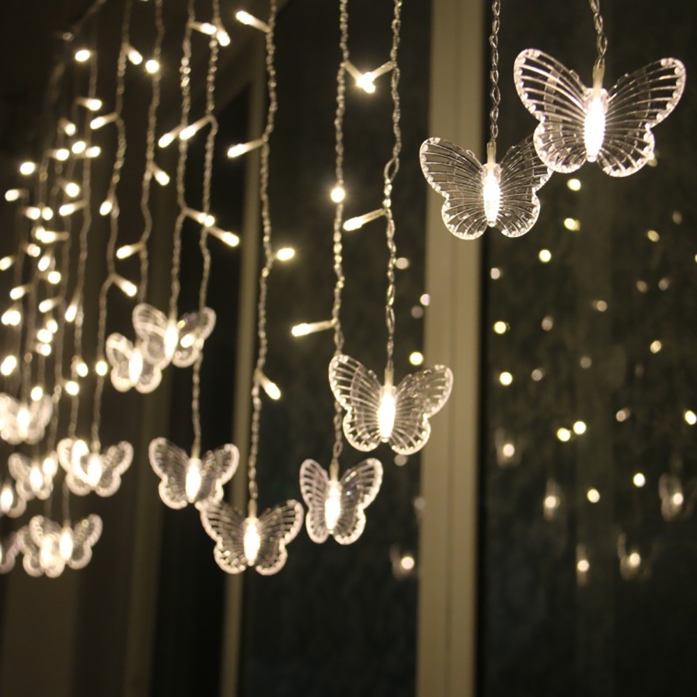 3,5m Luzes De Cortina De Borboleta LED Natal Garland String Fairy Lights For Holiday Wedding Party Decoração De Ano Novo