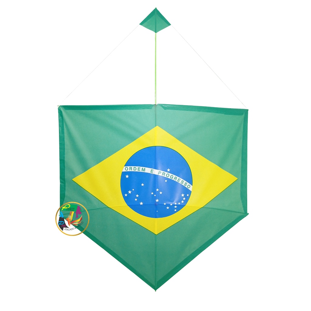 Pipa Bico Grande De Seda Bandeira Do Brasil - 10 Unidades