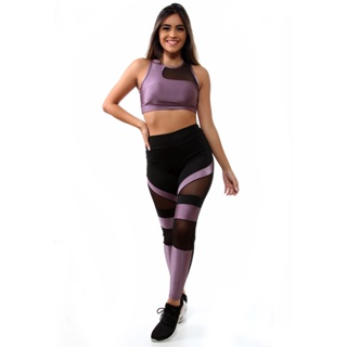 Conjunto Legging Detalhe em Tule + Top C/bojo 10577/10657 em Oferta na Shopee